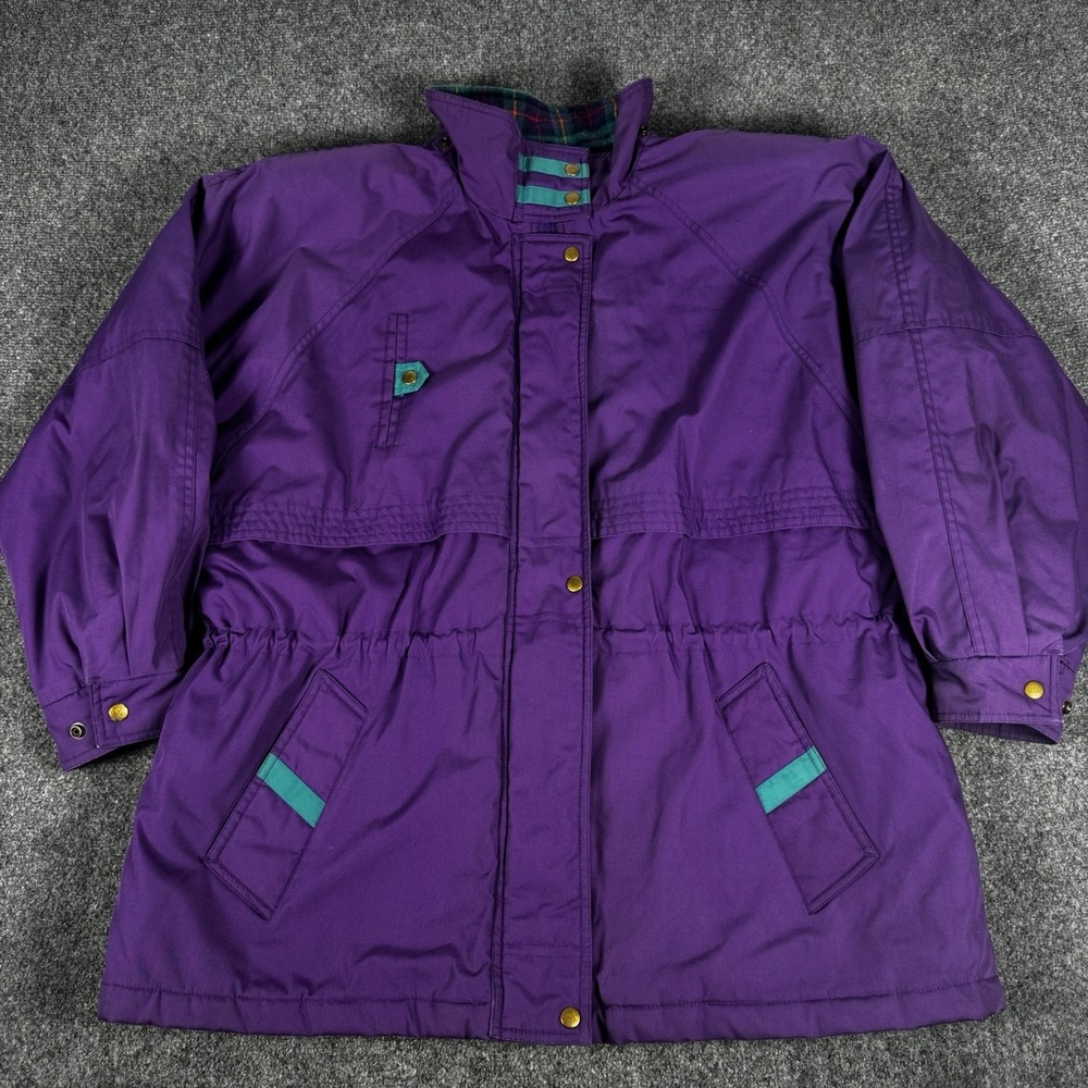 Vintage Cabin Creek Ski Jacket Purple Teal Plaid XL Retro Snowboarding 80s 90s